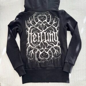 🆕 Embroidered Heilung Zip Hoodie Sweater Women’s XS, Metal Black Hoodie Jacket